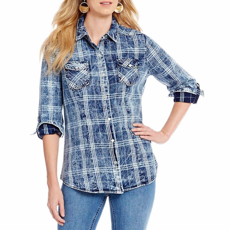 レバ レディース トップス ブラウス・シャツ【Reba Plaid Denim Shirt】Navy Plaid レバ レディース トップス ブラウス・シャツ【Reba Plaid Denim Shirt】Navy Plaid