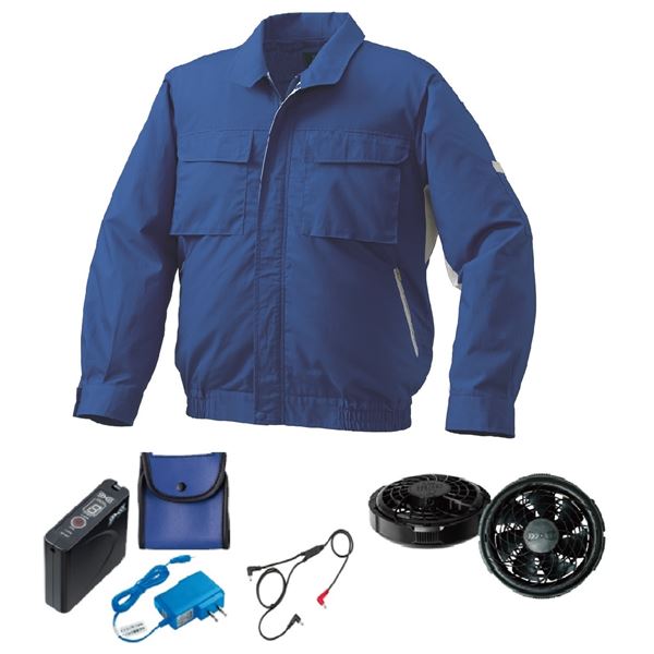 KU91910 空調服 綿ポリ混紡 脇下マチ付2 FAN2300B/LISUPER1 青x銀 3L