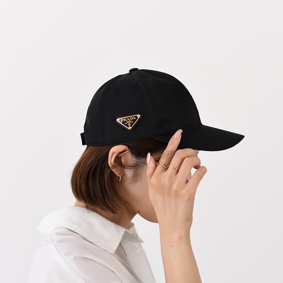 キャップ Re Nylon ベースボールキャップ ナイロン CAP 帽子 BLACK ブラック 黒 無地 シンプル 三角ロゴ 人気 ギフト