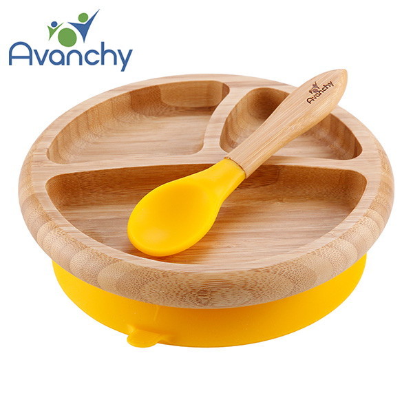アヴァンシー 竹のプレート+スプーンセット イエロー