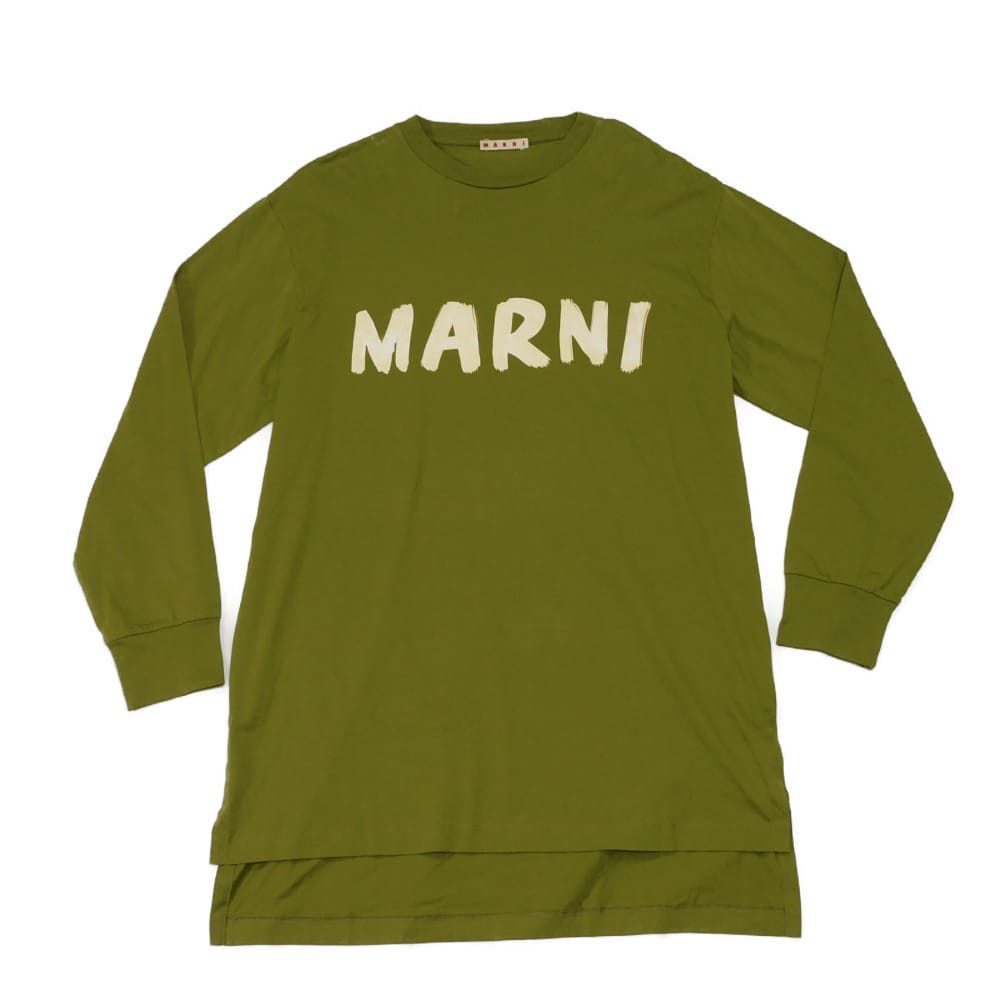 【中古】 長袖Ｔシャツ 40 カーキ パステルイエロー 160/84A ロゴ クルーネック ロングスリーブ アシンメトリー THJE0129PN
