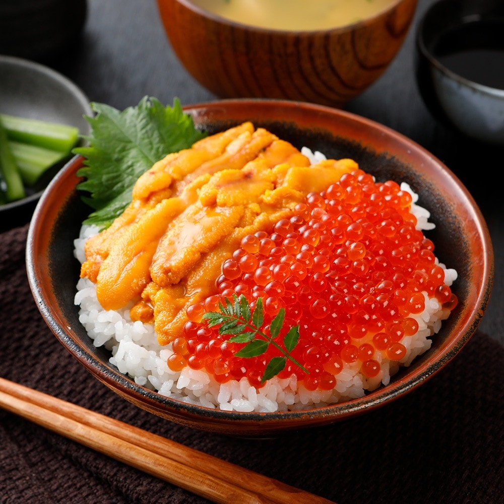 豪華海鮮丼セット(ブランチうに200g鱒いくら醤油漬200g) 約2人-4人前 ブランチうに マスいくら 醤油漬 鱒いくら ikura イクラ 海鮮 ちらし寿司 食品 贈り物 お歳暮 ご年始 御年始