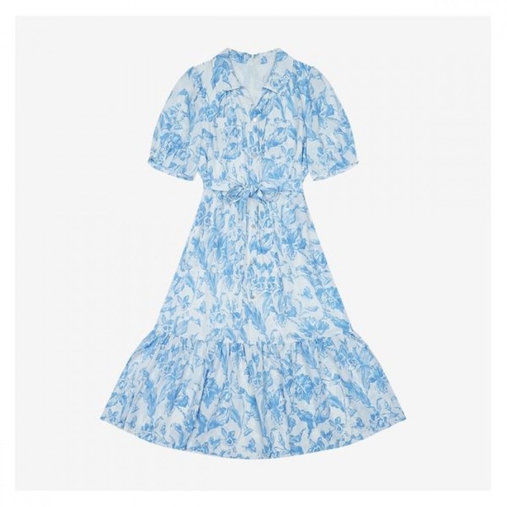 [ベスティヴェリ] フラワープリントフリルドレス (BKOAG2573)