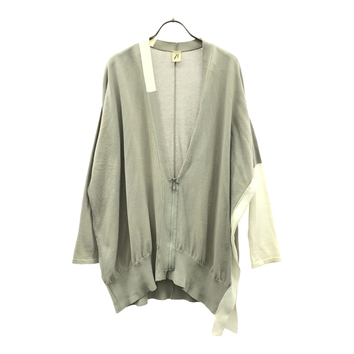 β ベータ 日本製 長袖 ハーフジップ ニットカーディガン 9 グレー レディース 古着