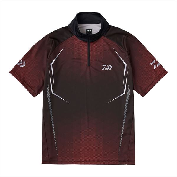 ダイワ ウェア DE-7625 ショートスリーブハーフジップシャツ レッド 2XL