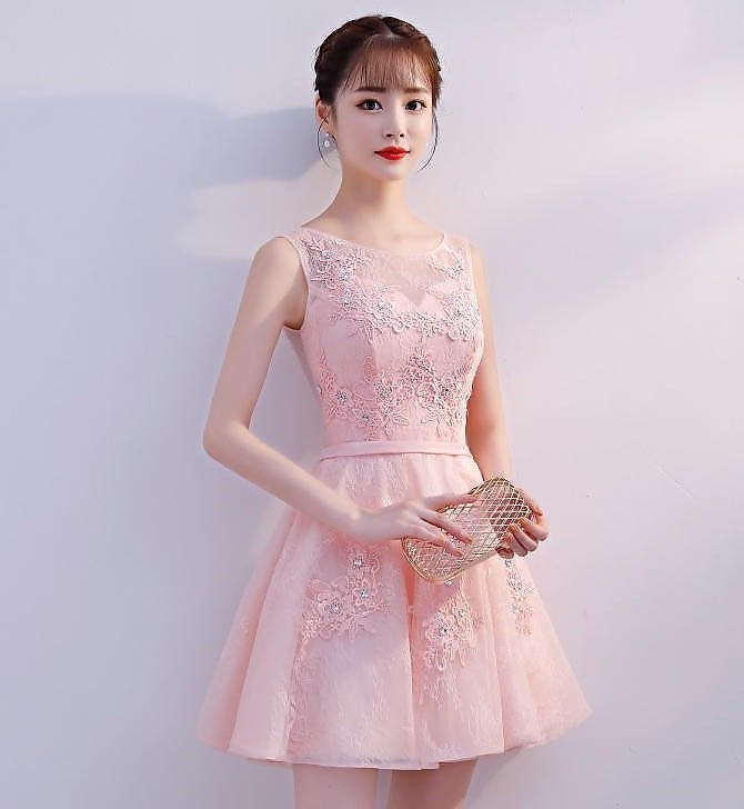 韓国 ファッション 大きいサイズ パーティードレス ワンピース ショート丈 ミニ丈 透け感 レース