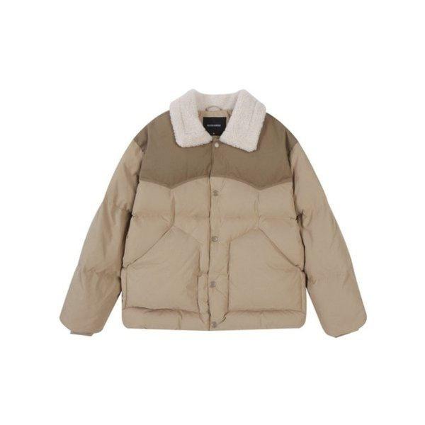 [] 男性) スエード配色 羊毛カラー ダウンジャンパー (B244DW410P) [P003727819]