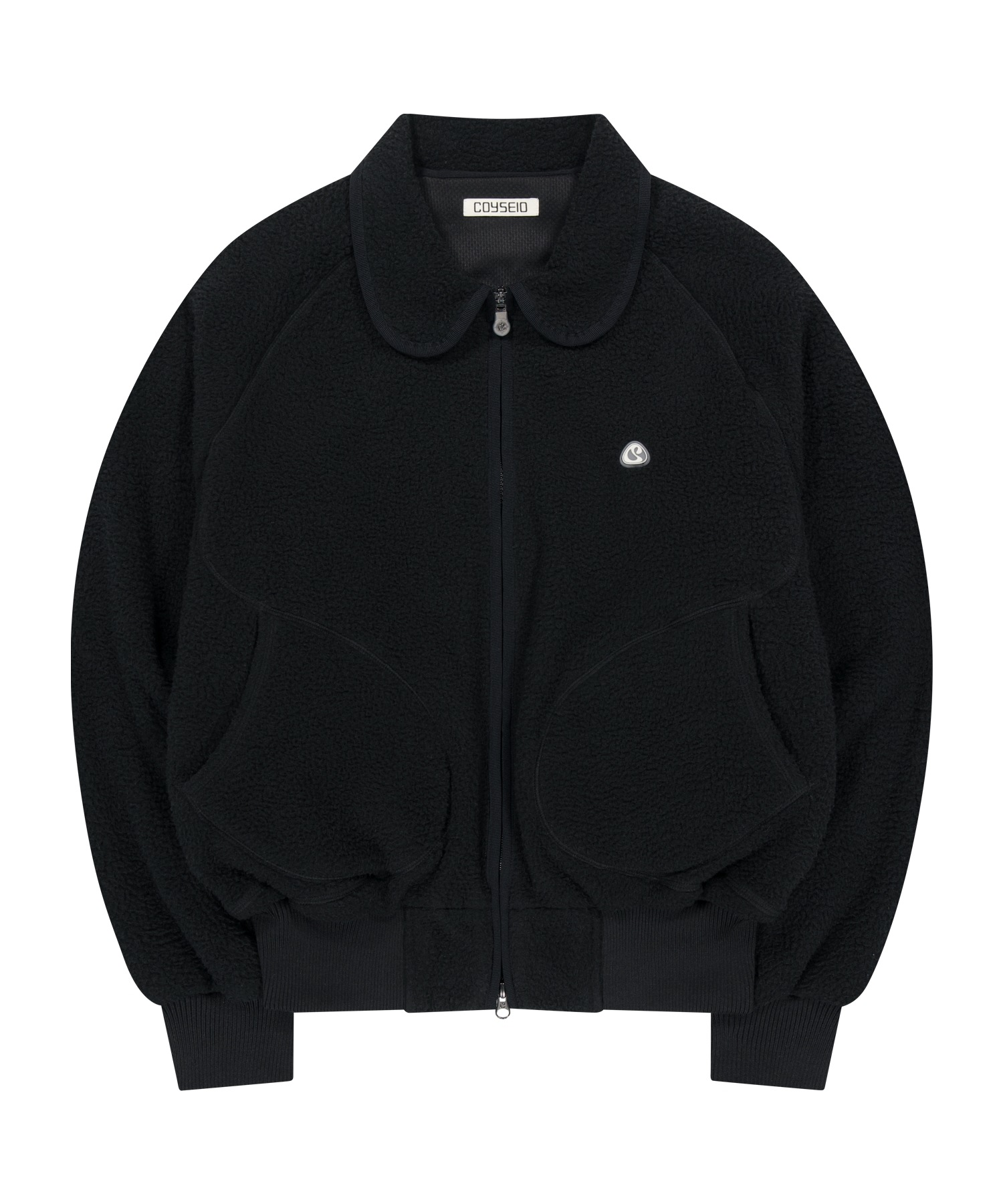 【COYSEIO】 ROUND COLLAR FLEECE JACKET : BLACK