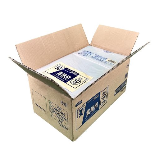 【業務用】 ゴミ袋 90L 透明 厚手 0.045mm 300枚 (10枚x30冊) P-93 丈夫で柔軟性のある ポリ袋 大容量 まとめ買い ケース販売