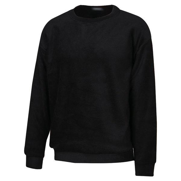 メンズベーシックラウンド長袖フリースTシャツ NE-TSA-Q010-ブラック