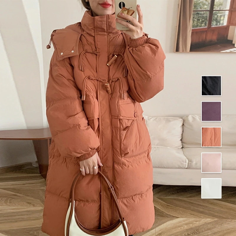 ダウンコート ロングコート フード付き ロング コート レディース 冬 ダウンジャケット 中綿コート アウター 前開き 暖かい 防寒 通勤 カジュアル 大きいサイズ きれいめ おしゃれ 20代 30