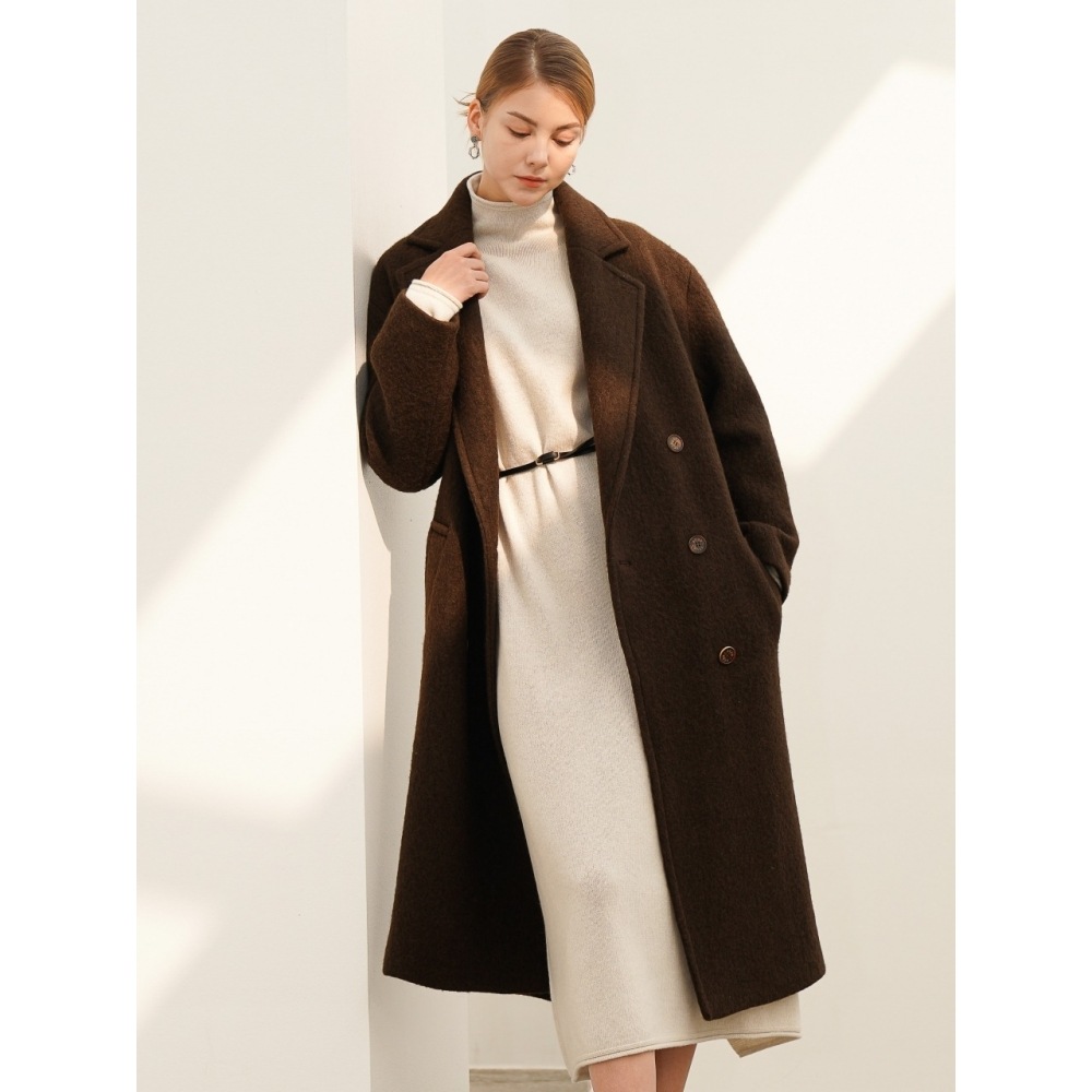 ACUD アルパカダブルコートブラウン