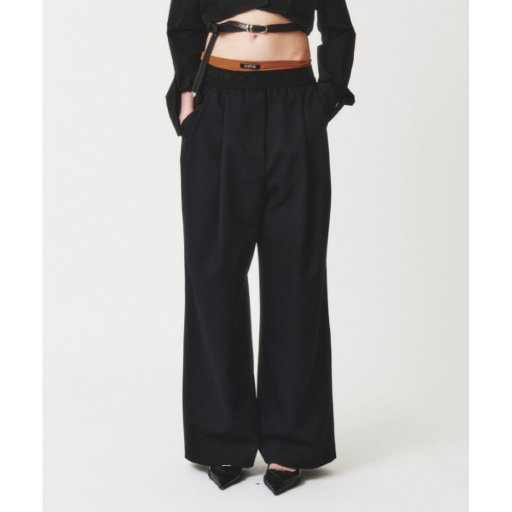 SATUR (W) Narni ヘビーツイルバンディングパンツエボニーブラック