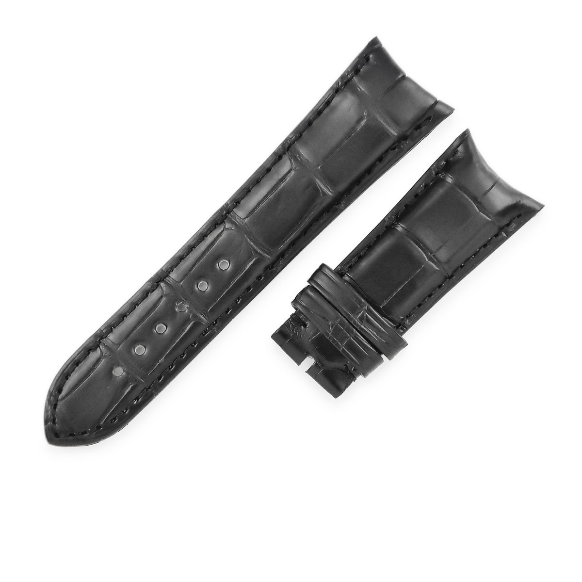 ブルガリ 腕時計パーツ 純正 クロコバンド クロコダイル ブラック 未使用 替え ベルト ストラップ 22mm ブラック 黒 【中古】