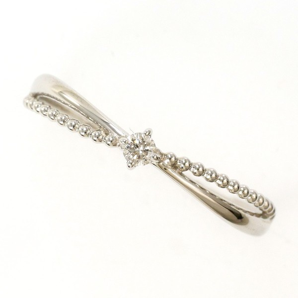 K10 10金 WG ホワイトゴールド リング 指輪 11号 ダイヤ 0.03 ジュエリー 中古