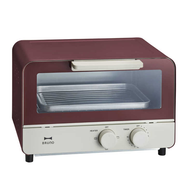 BRUNO　ブルーノ　オーブントースター 1000W/食パン2枚 レッド　BOE052-RD