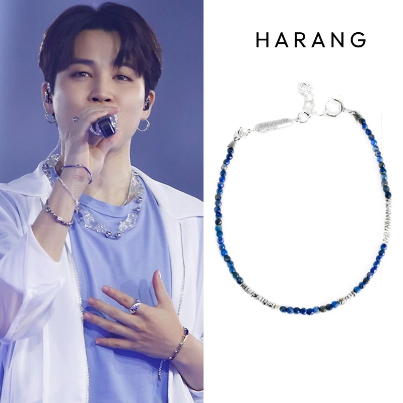 bts ジミン着用 [HARANG] HR 387B Laplis Lazuli Silver Beads Bracelet