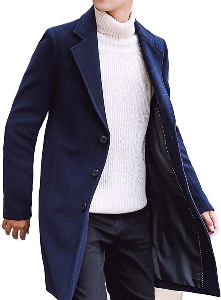 コート メンズ ビジネス 秋冬 チェスターコート 暖かい カジュアル コートメンズ スーツ ロング ウール ビジネスコート メンズコート 冬物 冬服 アウター 防寒(ネイビー, L)