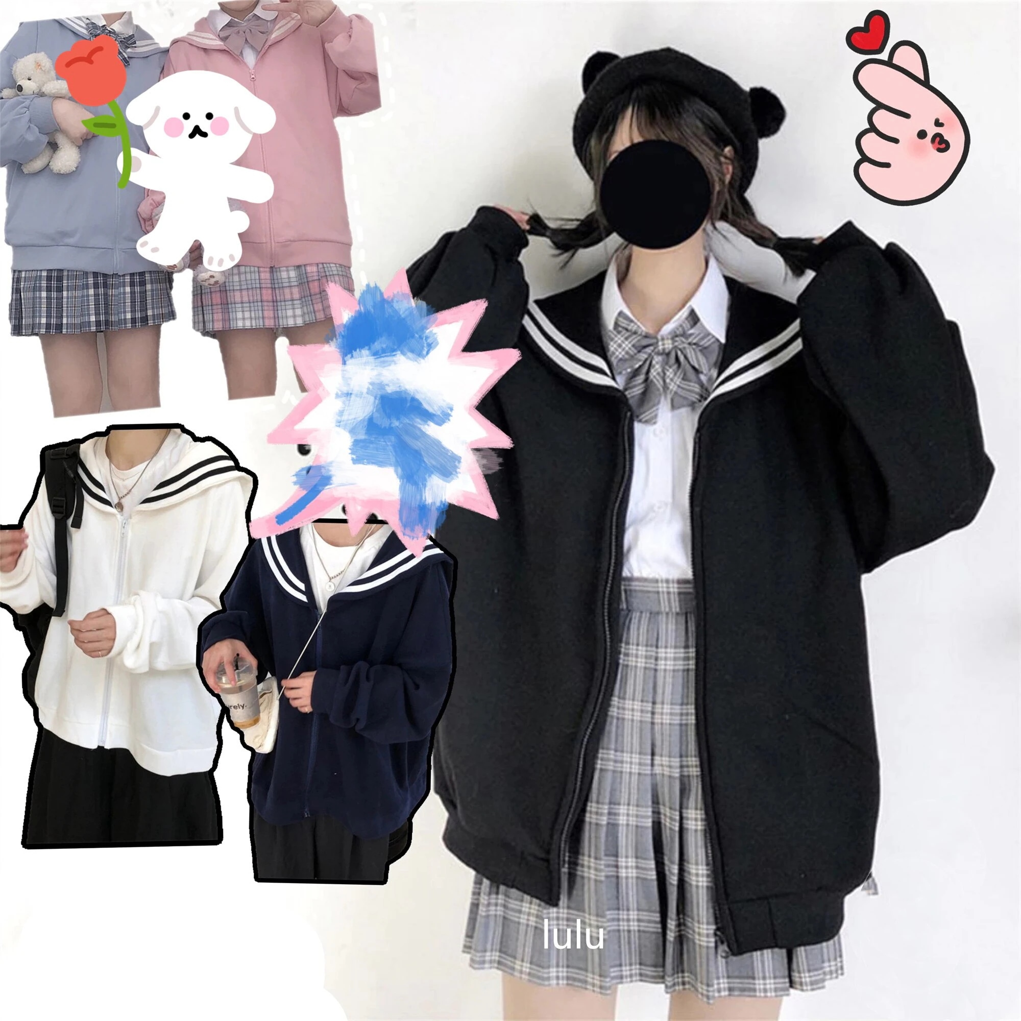 ハロウィン ハロウィン サンタ JKコート2024 韓国ファッション 新作 JK 制服 ロリータ 大学風 ネイビー スウェットシャツ ジャケット
