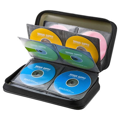 他サイト： サンワサプライ　Blu-ray/DVD/CD対応セミハードケース 96枚収納 ブラック　FCD-WLBD96BKの商品画像