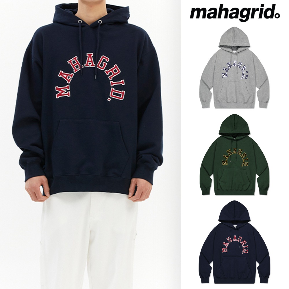 [mahagrid] ROUND LOGO APPLIQUE HOODIE