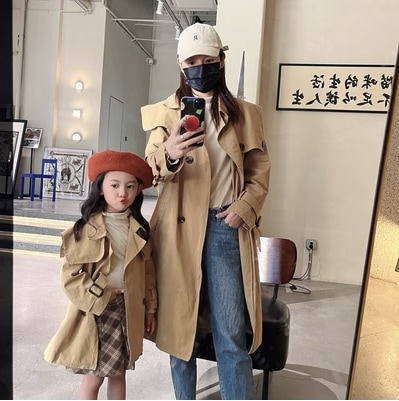 SET価格【親子コーデ】親子 ペアコーデ 双子コーデ ツイン トレンチコート トレンチ コート ジャケット 子供服 ママコーデ キッズ服 D279