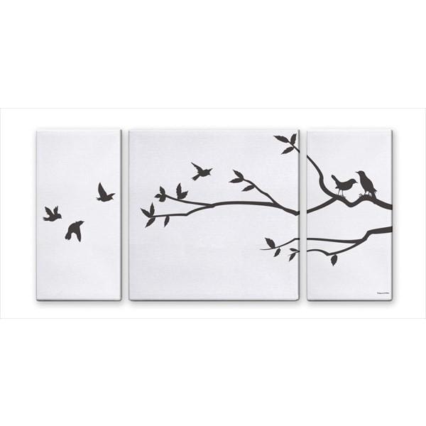 ファブリックパネル アートフレーム おしゃれ ナチュラル 北欧 壁掛け ウォールデコレーション Tree+Bird2 1000x500mm