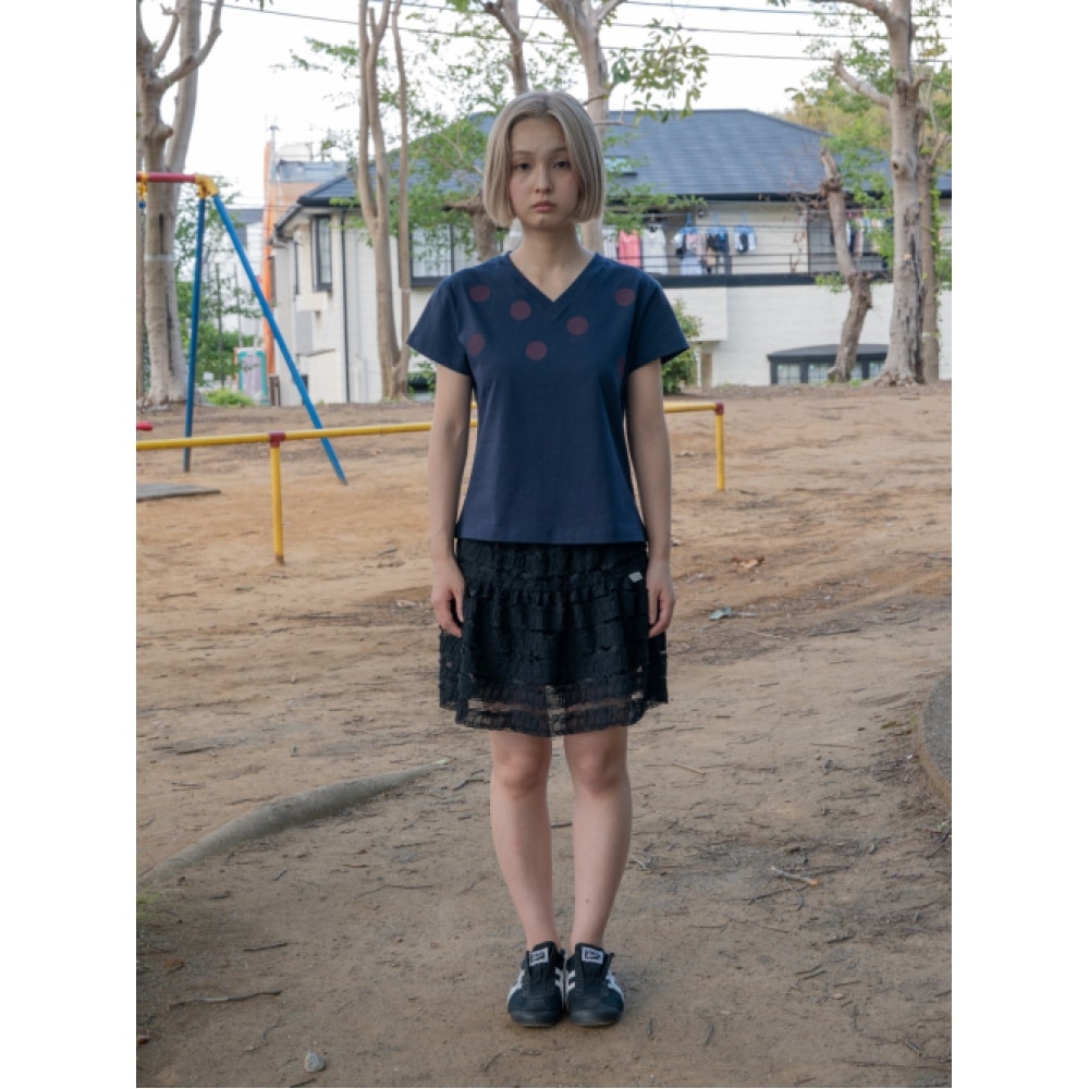 PEEVES PEEVES レイヤードレースミニスカート /ブラック