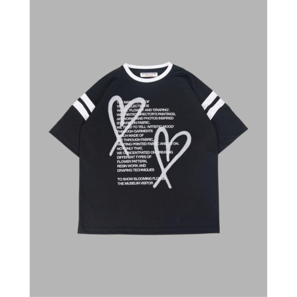 THE MUSEUM VISITOR HEART PRINTED ART JERSEY TSHIRTS BLAC