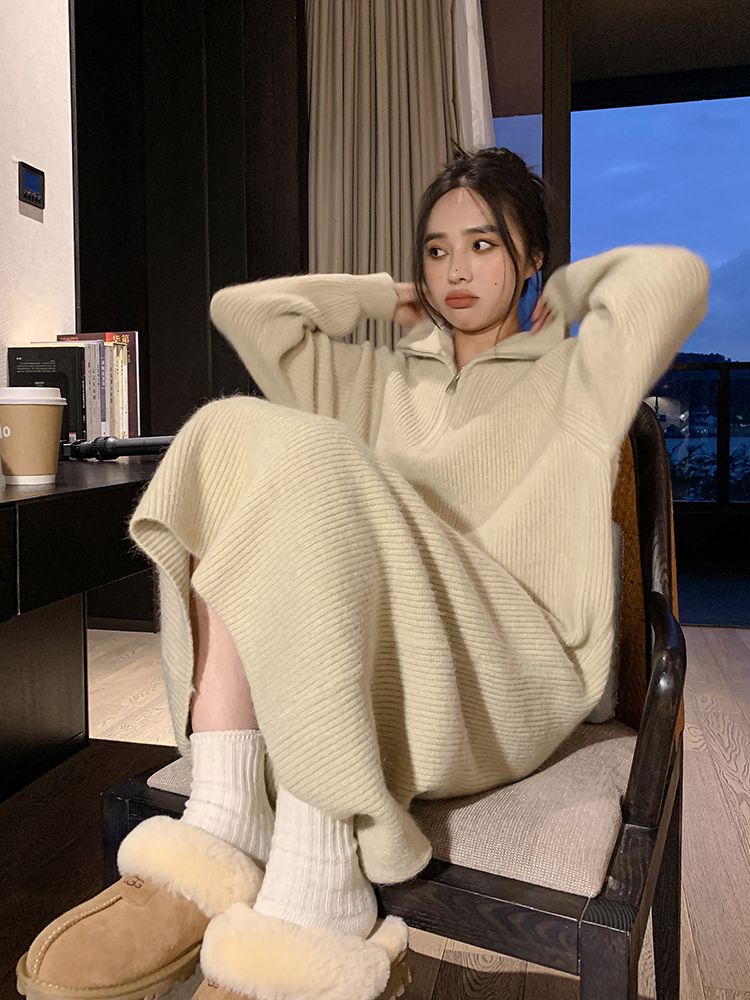 ロングワン パーティードレス 秋冬 ワンピース ドレス ワンピースワンピース ロング 百掛け ワンピース ゆったり ワンピース インナー ニット ロング ニットワンピース 気品 秋冬 韓国