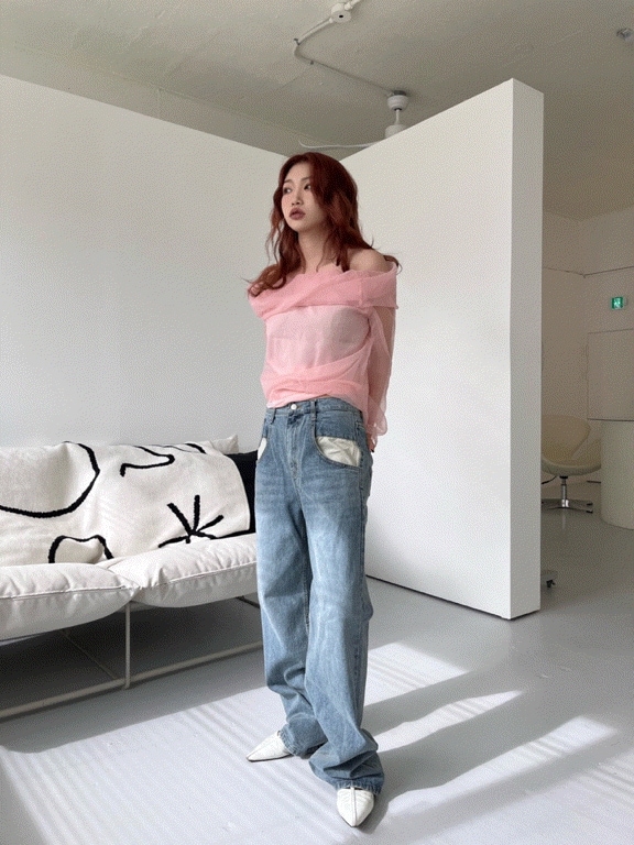 Unisex ポケット ポイント デニム パンツ