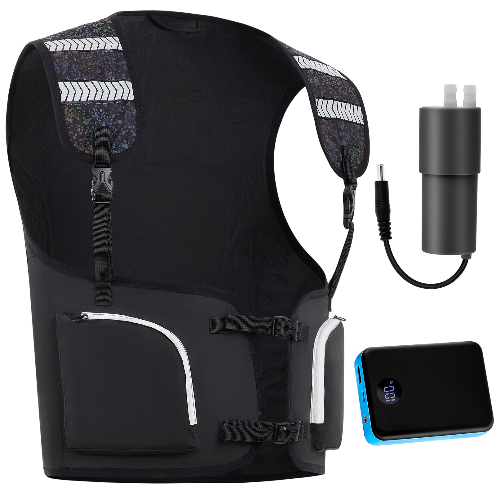 [Letibe] 水冷ウェア 冷却服 2400cm 冷却面積 全面水冷 ベスト 業界最高出力 13V 15000mAh バッテリー 家電大手メーカー向けのポンプ 40時間連続稼働 瞬時冷却 一体型