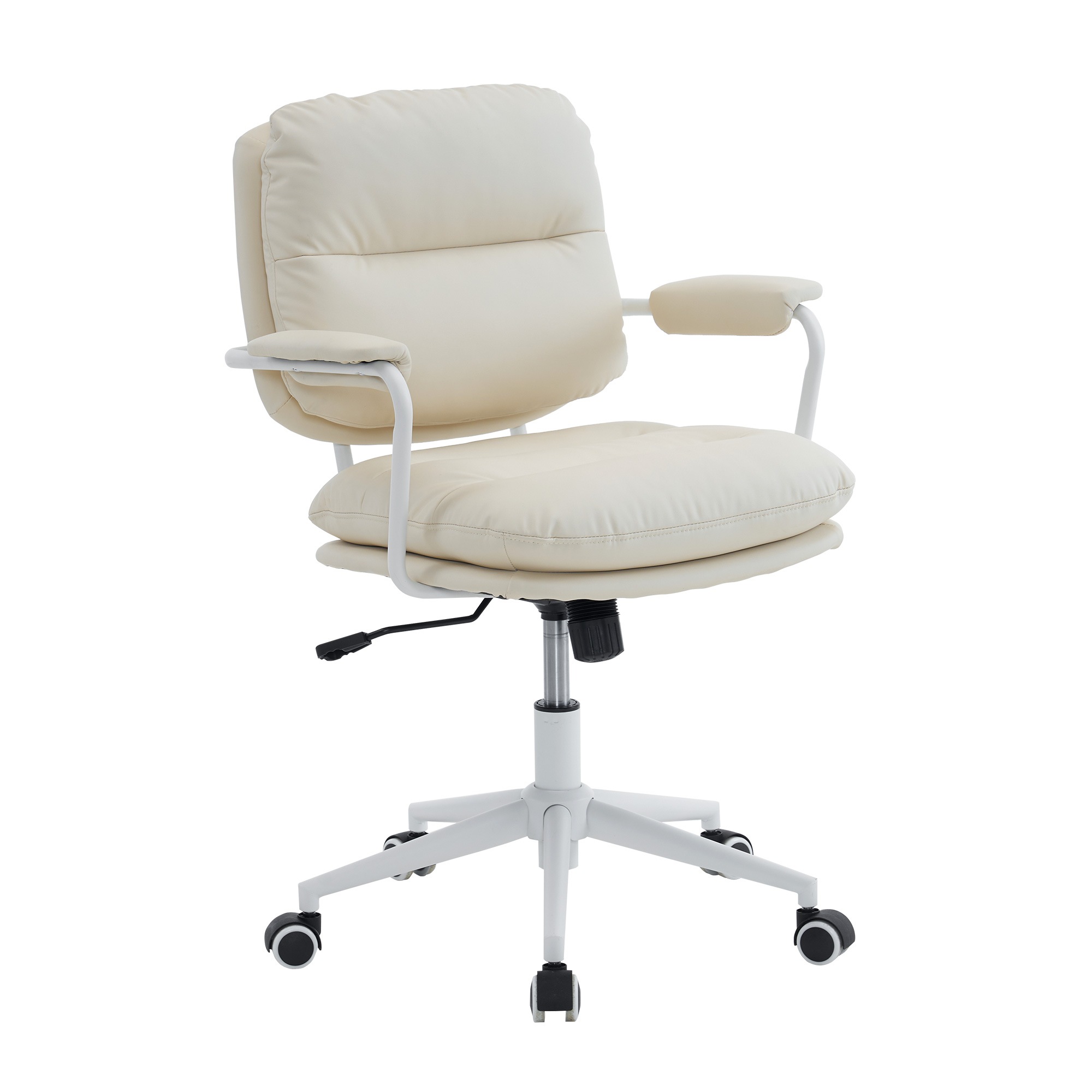 【国内出荷 - 3日配達】ベージュ デスクチェア 在宅ワーク オフィスチェア おしゃれ 3Dソフトパッド　極上の座り心地　360回転 椅子 肘付 チェア 学習 かわいい シンプル 疲れにくい 北欧 回