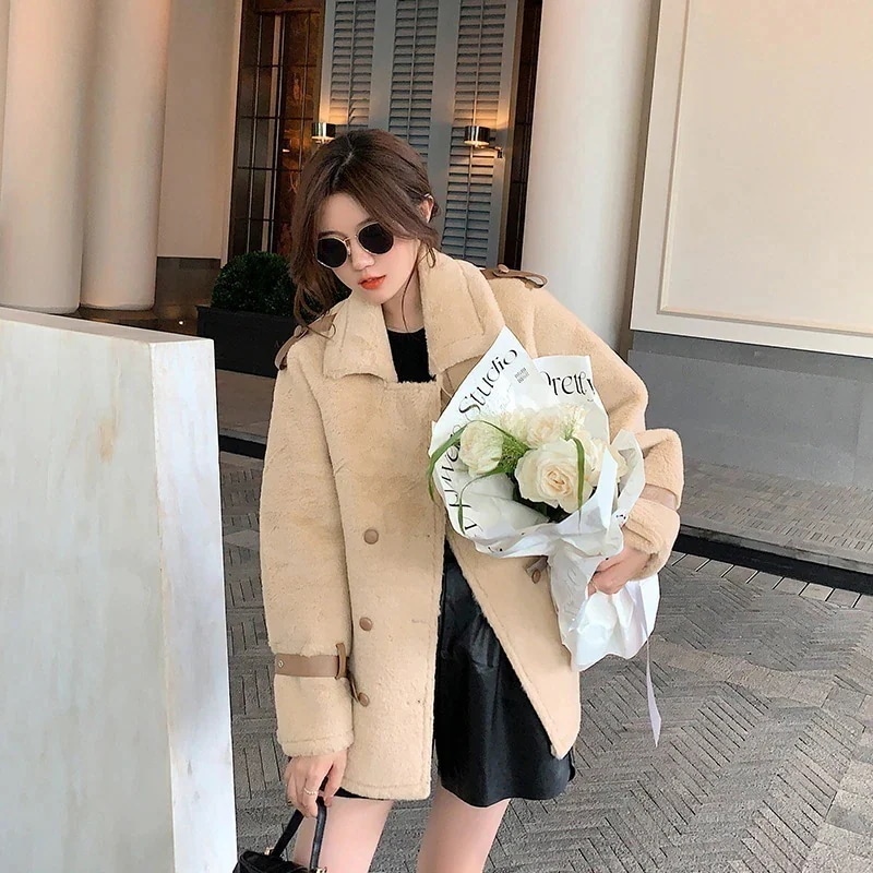 小柄 ボア フェイクうさぎ毛 今週の割引は 25% オフですジャケット ラムズウール コート 厚手 保温 ライダース風 秋アウター ムートン メガ割