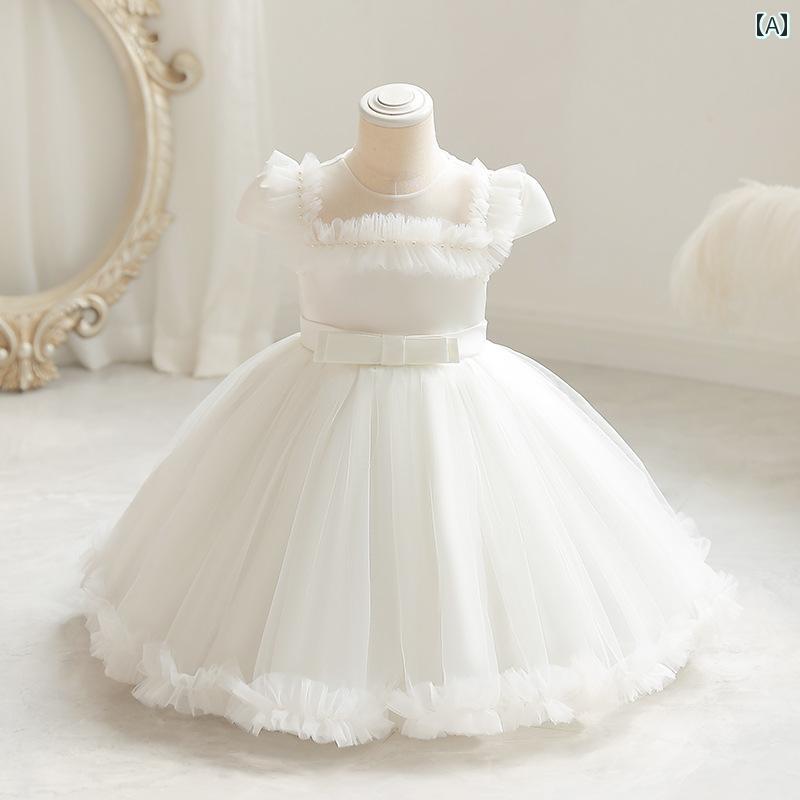 キッズ パーティードレス ジュニア ファッション 女の子 プリンセス チュチュ スカート ドレス パフォーマンス 誕生日 フラワーガール ウェディング ステージ 衣装