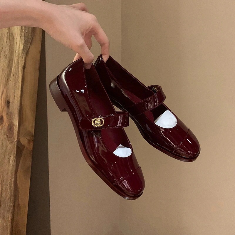 小香風バックルメアリージェーンレディース 春秋新型フランス平底パンプス ローファー 太ヒール小靴