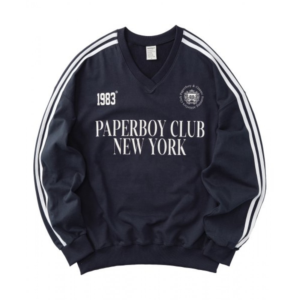 ペーパーボーイ Vネックトラックスウェットシャツ-ネイビー