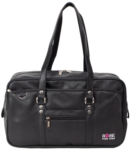 ROSE FAN FAN ローズファンファン スクールバッグ 合皮 高校生 女子 ロゴ 刺繍 通学 革 スクバ 大容量 女子高校生 大きめ 学生 軽量 (黒)