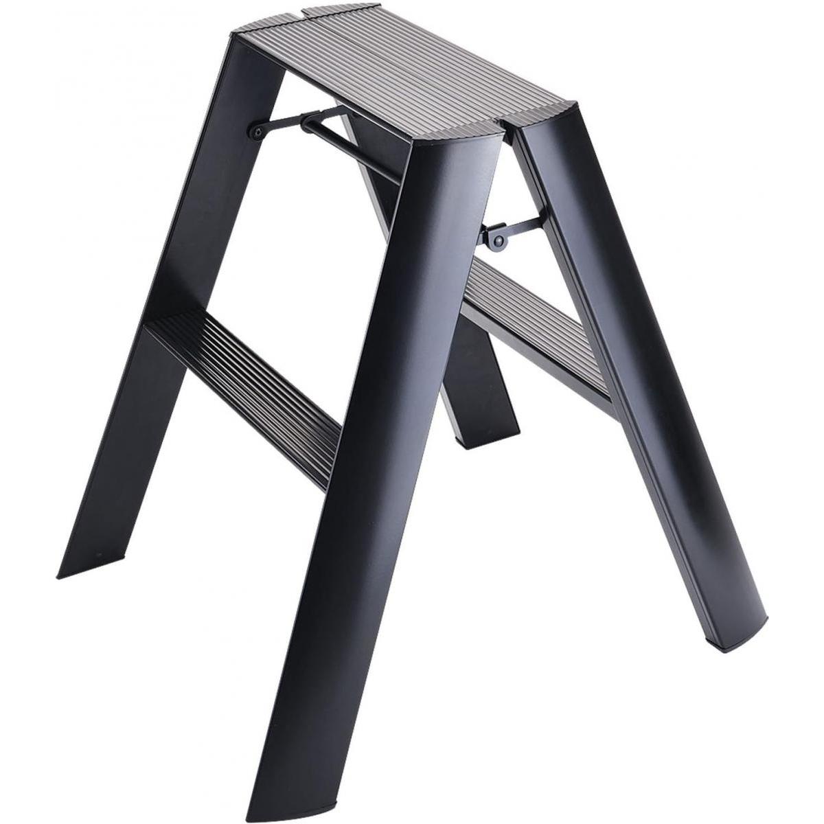 【在庫有・即納】長谷川工業 アルミ合金 踏み台 ルカーノ ツーステップ ブラック 2段 56cm ML2.0-2(BK) hasegawa おしゃれ 脚立 ステップ lucano