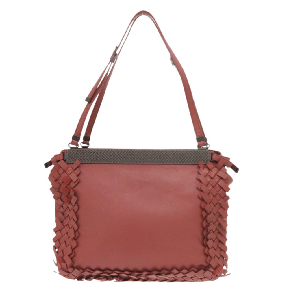美品 ボッテガヴェネタ イントレチャート ハンドバッグ レザー ボルドー 1250【中古】BOTTEGAVENETA レディース