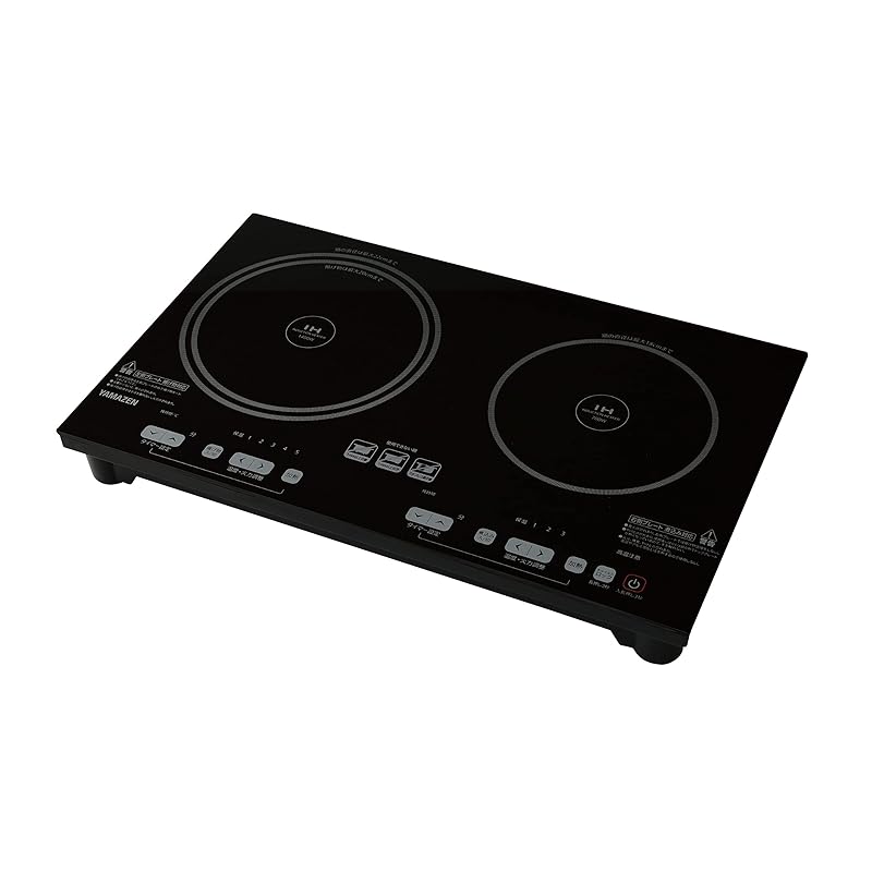 【即納】[山善] 2口 IHコンロ IHクッキングヒーター 1400W IH調理器 工事不要 (幅52cmタイプ) タイマー機能 揚げ物対応 煮込みモード搭載 静音設計 ブラック YET-W1452(