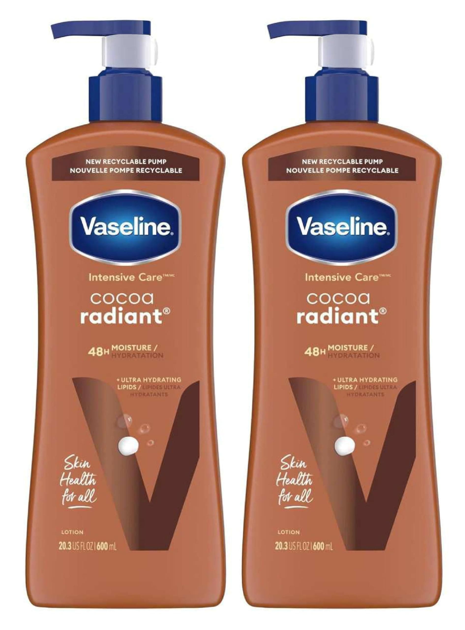 Vaseline 集中ケアローションココアラディアント20.3オンスのポンプ（600ミリリットル）（2パック）