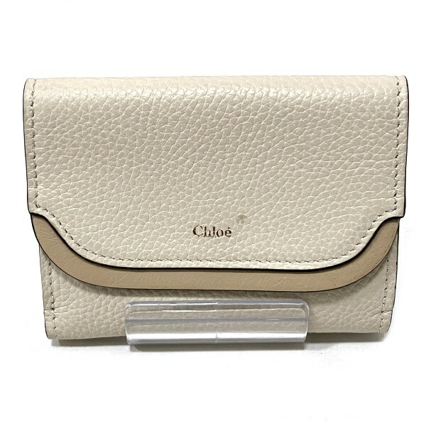 クロエ Chloe アイボリー レザー 3つ折り財布 レディース 【中古】