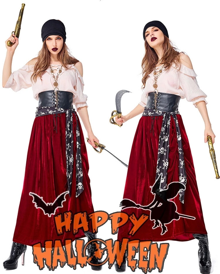 M～XL女海賊 ジャック船長パイレーツオブカリビアン 海賊頭飾り付 ハロウィン衣装 大人 女性用 ハロウィン 衣装 コスプレ レディース ガールズ ハロウィーン