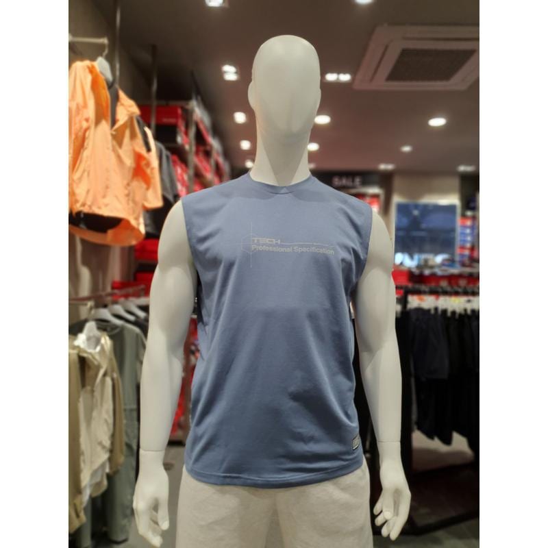 [驪州店] 男性 TM-BACKPA ノースリーブTシャツ ラウンドTシャツ ブルーPW3MT23M451