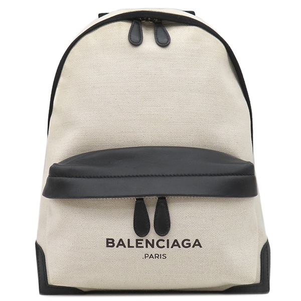 バレンシアガ BALENCIAGA リュック・デイパック バックパック キャンバス レザー ホワイト×ブラック シルバー金具 リュックサック 白 黒 【保存袋】【中古】