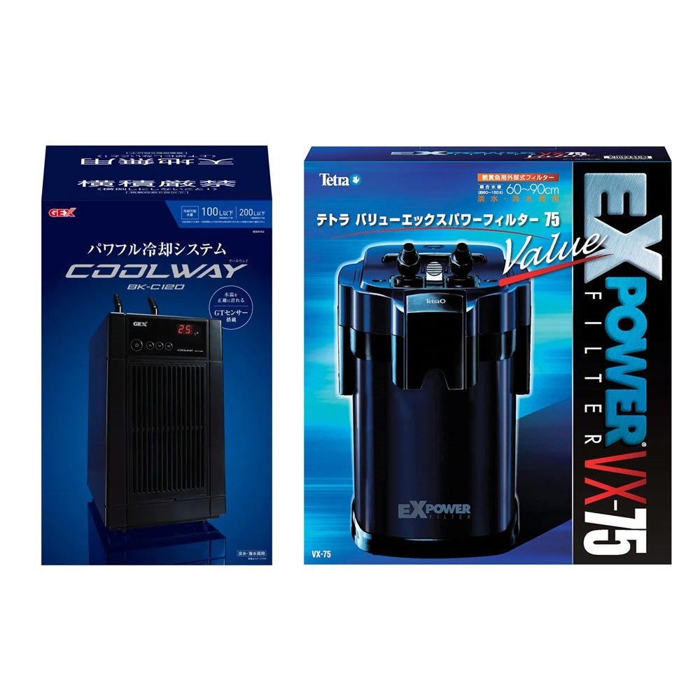６０ｍ水槽用　クーラー＆フィルターセット　ＧＥＸ　クールウェイ　ＢＫ－Ｃ１２０＋テトラ　ＶＸパワーフィルター　ＶＸ－７５　ＣＲＣ10―26―10―30―00
