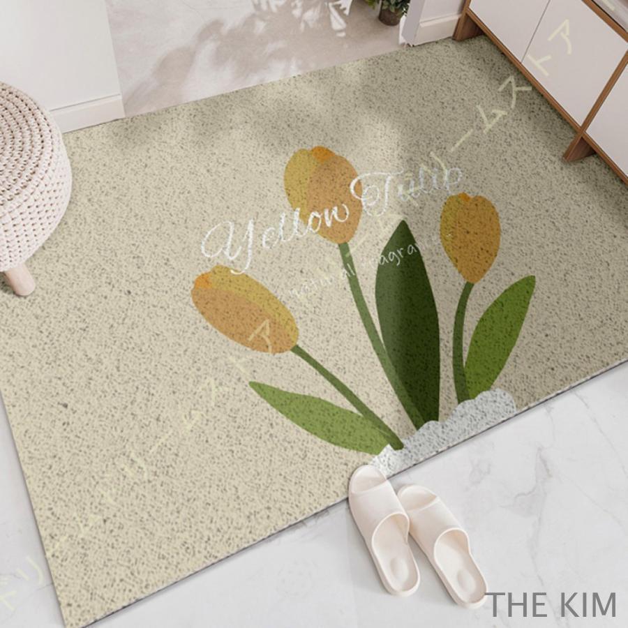 北欧風 みどり 玄関マット 泥落とし 屋外 屋内 PVC ビニール おしゃれ 花柄 フロアマット ドアマット 大判 大きめ 室外 室内 店舗用 洗える 水はけ 玄関