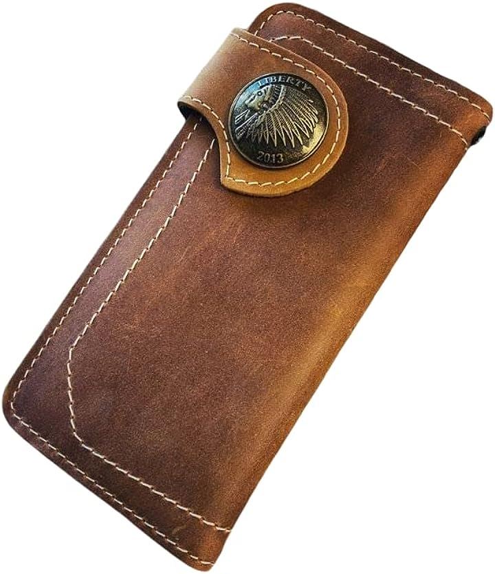 バイカーズウォレット 長財布 ライダースウォレット レザーウォレット 二つ折り メンズ 本革 ヴィンテージ 革財布 牛革 メンズ長財布 ロングウォレット コンチョ( インディアン)