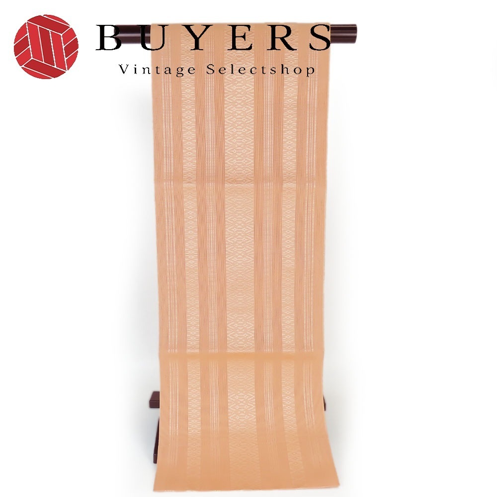 中古 名古屋帯 正絹(金銀糸除く) サーモンピンク 夏物 呉服 着物 和装 レディース 女性